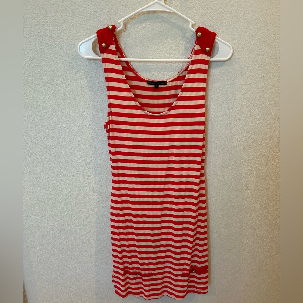 Lucca Couture Red and White Striped Tank Dress